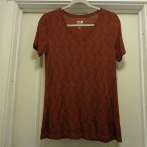 APT 9 BROWN W PATTERNS SPORTS JERSEY TOP S